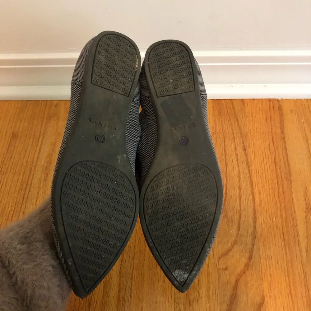 Rothy's The Point Ballet Flats in Cloud Grey Birdseye Knit Blue Halo size 10